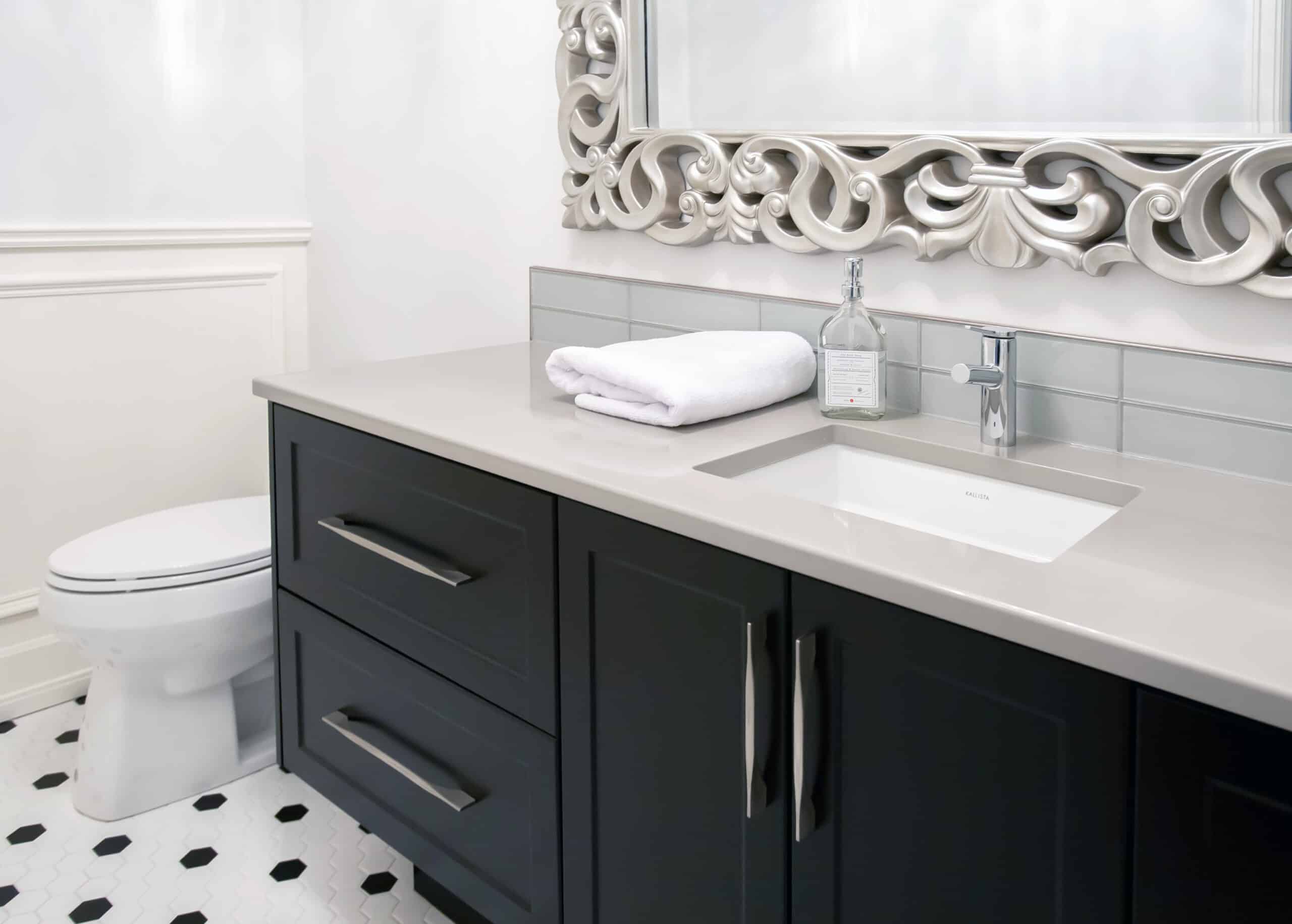countertop bathroom stone grey quartz