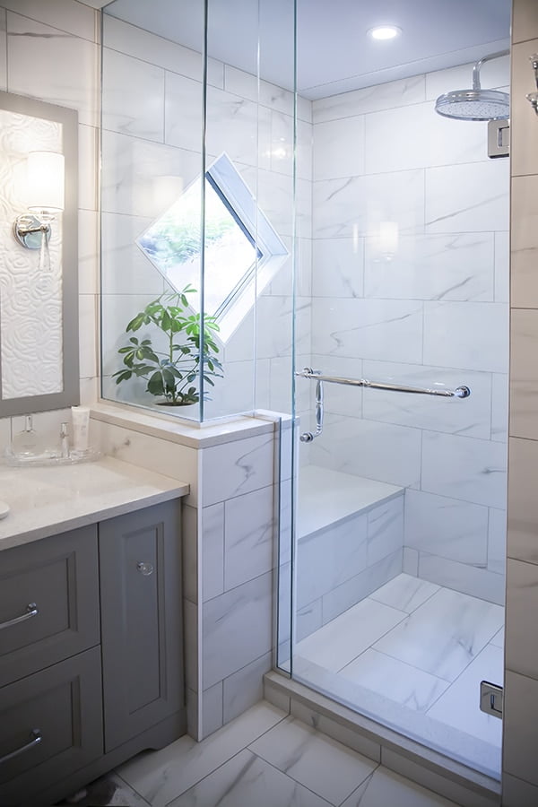 quartz shower bathroom custom stone bathroom renovation