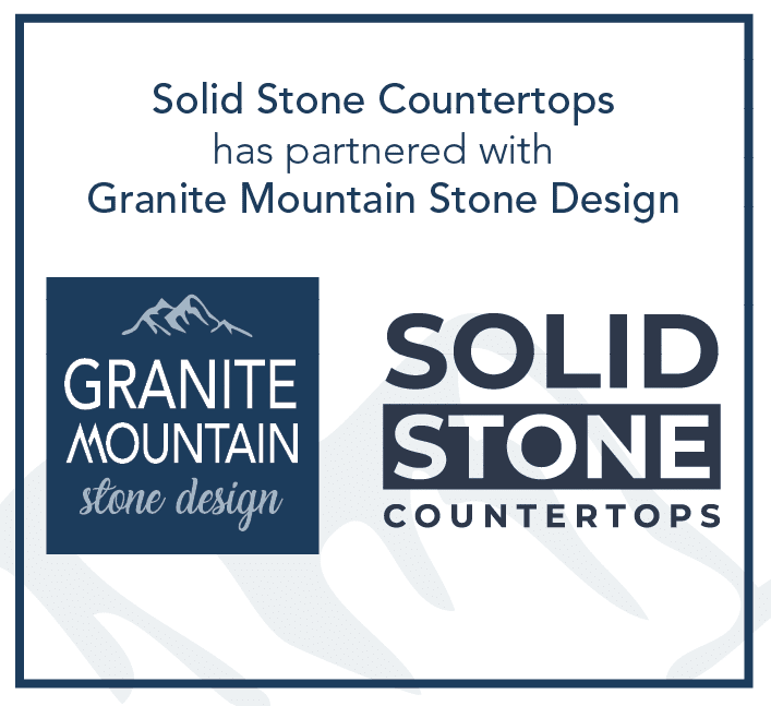 Screenshot 2026-10-09 134158 - Solid Stone Countertops Announcement: Solid Stone Countertops partnered with Granite Mountain Stone Design; logos of both companies with a mountain motif.